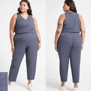 Athleta Brooklyn Leopard Textured Sleeveless Jumpsuit In Medieval Violet Size 16